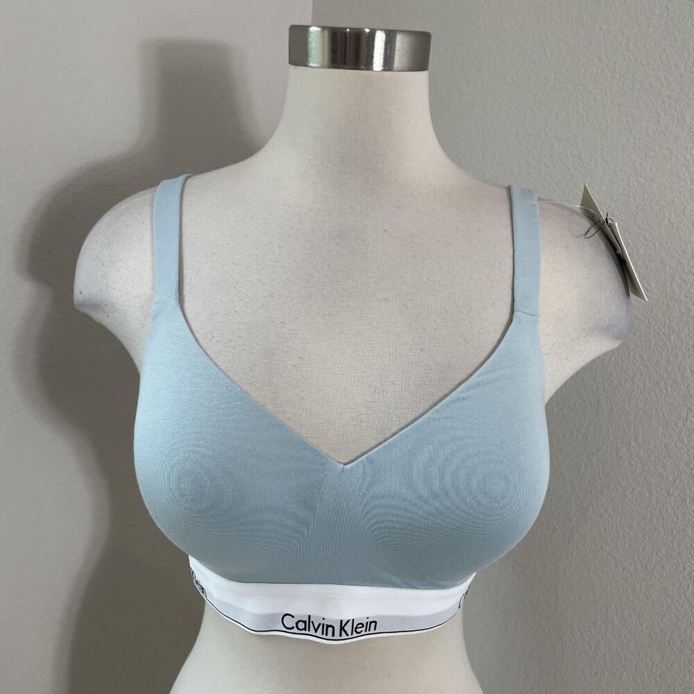 NEW Calvin Klein‎ Bra Womens XL Blue Wireless Lightly Lined T-Shirt QF7900-441